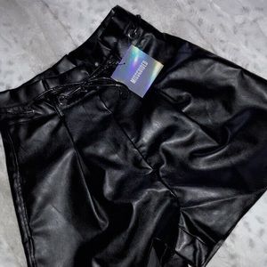 Missguided High-Waisted Leather Shorts